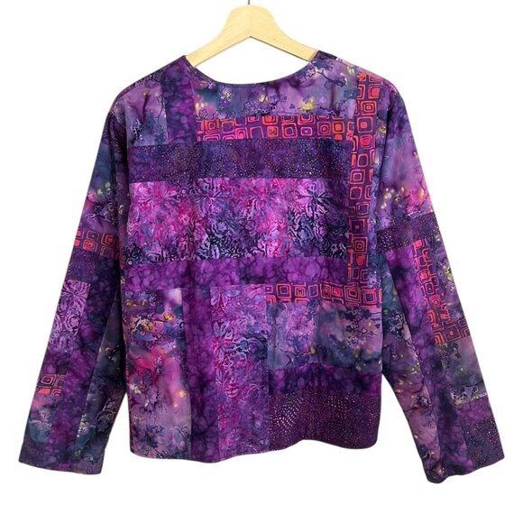 Molly Hutchins Maine Handmade Quilted Patchwork Jacket Purple M L Boho Artsy - Picture 2 of 10